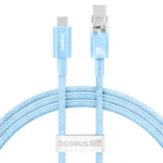 کابل تایپ سی به تایپ سی بیسوس مدل CB000043 با توان 100 وات و طول 1 متر - آبی