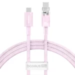 کابل تایپ سی به تایپ سی بیسوس مدل CB000043 با توان 100 وات و طول 1 متر - صورتی