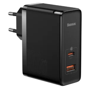 شارژر دیواری بیسوس مدل CCGAN100E5 با توان خروجی 100 وات - مشکی