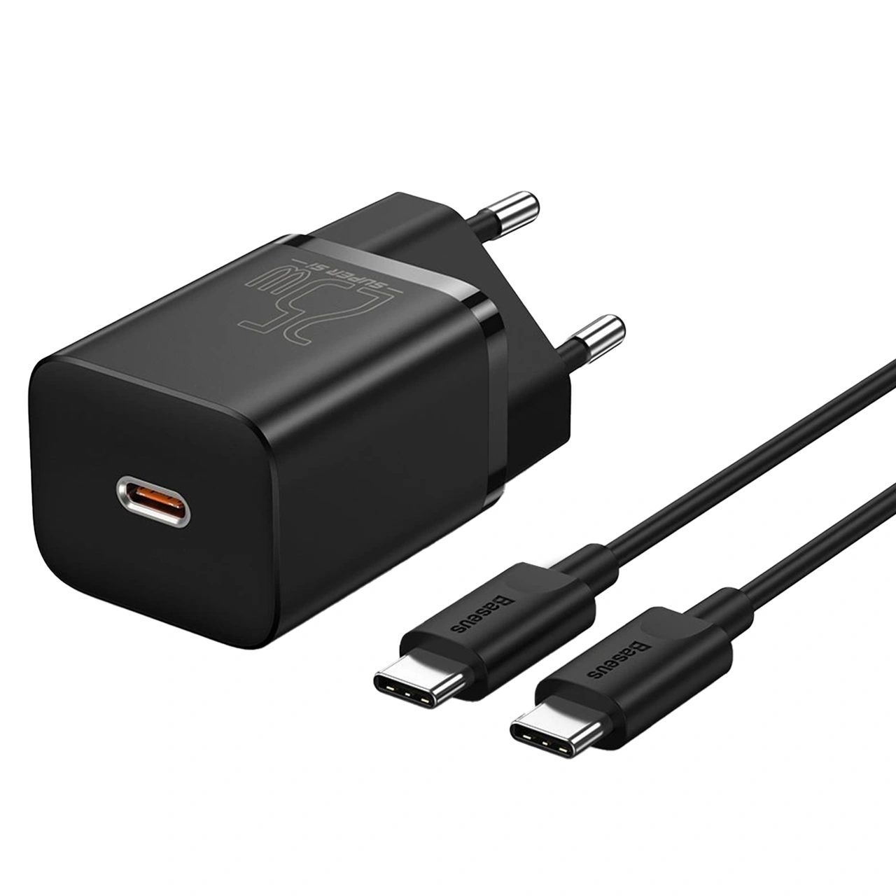 شارژر دیواری بیسوس مدل CCCJG25CE با توان خروجی 25 وات به همراه کابل تایپ سی به تایپ سی