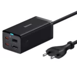 شارژر رومیزی بیسوس مدل CCGAN67-HDE با توان خروجی 67 وات و انتقال تصویر 4K - مشکی