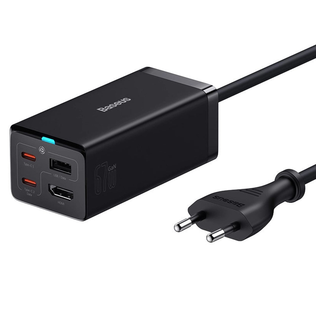 HAP-3359 شارژر رومیزی بیسوس مدل CCGAN67-HDE با توان خروجی 67 وات و انتقال تصویر 4K - مشکی