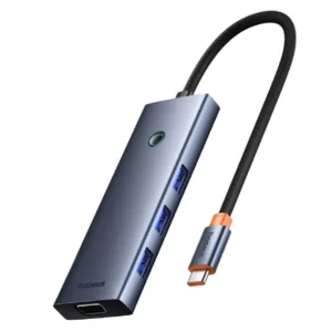 هاب 7 پورت تایپ سی بیسوس مدل BS-OH160 با 4 درگاه USB 3.0، درگاه HDMI 4K، درگاه VGA و درگاه تایپ سی
