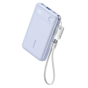 پاوربانک انکر مدل A1257 با ظرفیت 10000 میلی آمپر ساعت، کابل تایپ سی به تایپ سی و توان 22.5 وات